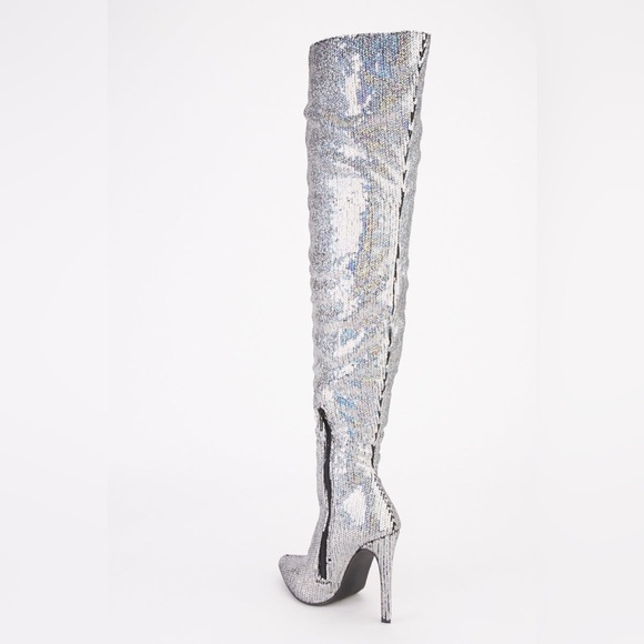 Silver sequence thigh high boots!! - Picture 3 of 8